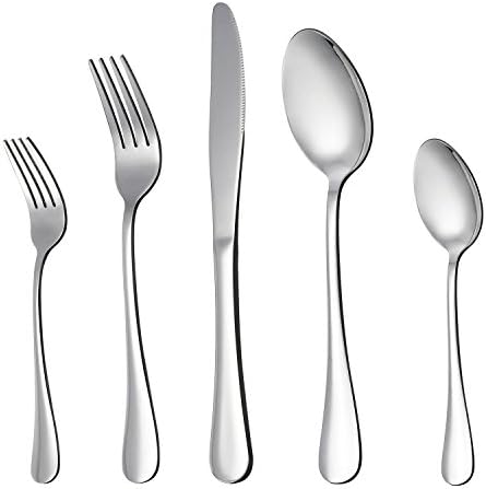 OWINO 24-Piece Silverware Flatware Cutlery Set, Stainless Steel Utensils Service for 6, Include Knife/Fork/Spoon, Mirror Polished, Dishwasher Safe