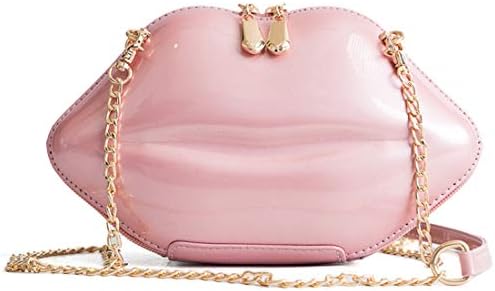 KNUS Women Lip Purses Evening Clutch Leather Lips-shaped Crossbody Bags Vintage Banquet Handbag