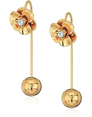 Flower Hanger Gold Drop Earrings