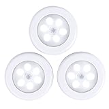 Goldmore Battery-Powered LED Motion Sensor Night Light with 3M Double-Sided Adhesive Pads and User Manual, 3-Pack
