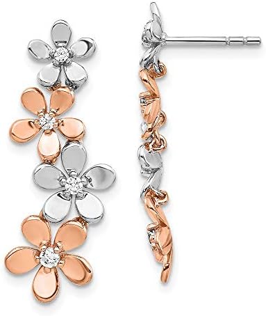 14kr ホワイトゴールド 人工ダイヤモンド Si1 卓越 Si2 G H I ドロップ Emファッションジュエリーギフト ガーデニング イヤリング フラワー ダングル 女性用