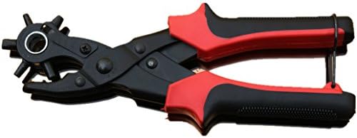 Kingsun Leather Belt Hole Punch Plier Belt Hole Puncher -Punches Precise and Sharp Holes (6 Round, Red)