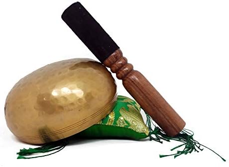 Handmade Tibetan Meditation 4" Hand Hammered Singing Bowl Set - Comes With Beautiful Silk Cushion, Mallet & Lokta Paper Box - Perfect Gift Set For Chakra/Spiritual/Sound Healing - Yoga Accessory