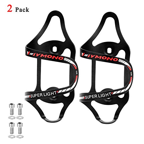 IACTIVE Bike Water Bottle Holder, Bicycle Alloy MTB Side Load Water Bottle Cage Bicycle Anti Rust Lightweight Bottle Brackets for Cycling Outdoor Sports (2 Pack) (Red-S)