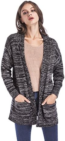 Ourfashion Women's Cable Twist School Wear Boyfriend Pocket Open Front Cardigan