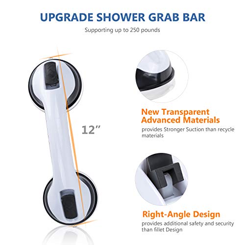 GreenChief Suction Grab Bar -Shower Handle & Bathroom Balance Bar wit - Grip Bath Grab Bar for Bathroom - Safety Hand Rail Support - Handicap, Elderly, Injury, Senior Assist Bath Handle, Non Skid, 12"