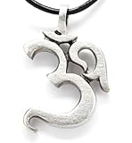 Pewter Ohm Om Yoga Buddha Namaste Pendant on Leather Necklace