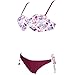 JingQi Women's Bandeau Push Up Floral Beach Wear Swimwear Bikini (Small, Purple)
