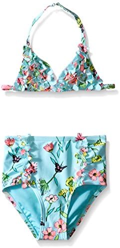 Hula Star Toddler Girls' Fairy Garden Two Piece Bikini, Aqua/Multi, 6