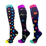 Compression Socks For Men & Women - 3 Pairs - Best for Running,Medical,Athletic Sports,Flight Travel, Pregnancy - 20-25mmHg (Multicoloured 5, L/XL)