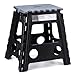 ACKO Folding Step Stool for Adults and Kids 16 Inch Stool Non Slip, Folding Heavy Duty Plastic Foldable Step Stools Hold Up to 300lb Stepping Stool 1 Pack(Black+Grey)