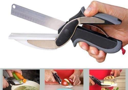 RD Enterprice Stainless Steel Vegetables Clever Cutter Knife and Cutting Board for Kitchen Black and White