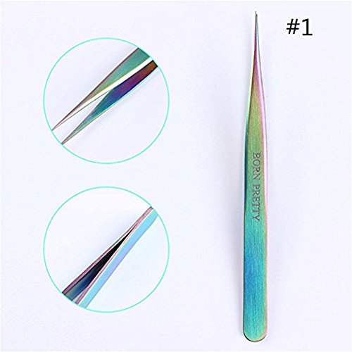 Born Pretty Tweezers Straight Curved Colorful Stainless Steel
