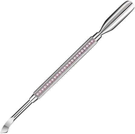 Cuticle Pusher Cutter and Spoon Nail Cleaner-Naiiil Professional Cuticle Remover and Cutter with Zircon- Stainless Steel Durable Manicure and Pedicure Tool-for Fingernails and Toenails-Pink