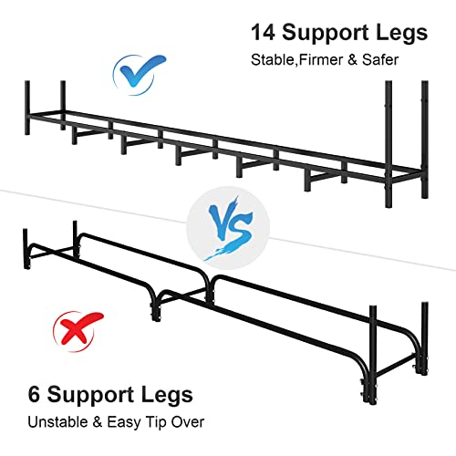 8ft Firewood Rack Outdoor with Cover Combo Set