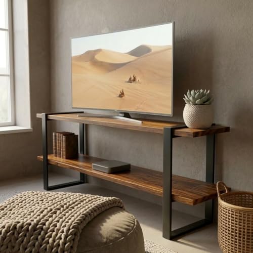 CASA FERRO Mueble para TV Escandinavo de Madera de Parota hasta 85". Ideal para Centro de Entretenimiento, Recámara o Sala. Hecho en México. (Parota 2.00 m)