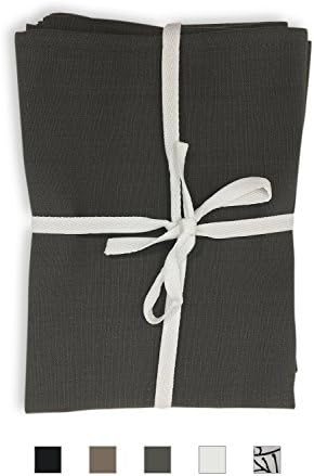100% Egyptian Cotton Dinner Napkins - Set of 12 Lunch Linen Napkins - Elegant Cloth Napkins Paperless Kitchen Towels - Gray White Black Brown Grey - Made in Egypt (Gray)