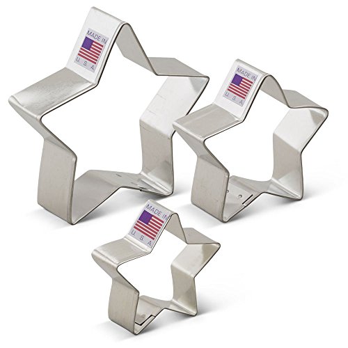 Ann Clark Cookie Cutters 3-Piece Star Cookie Cutter Set with Recipe Booklet, 2.25", 2.75", 1 Ann Clark Cookie Cutters 3-Piece Star Cookie Cutter Set with Recipe Booklet, 2.25", 2.75",