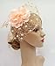 Fascinators Hats for Womens 50s Headwear with Veil Flower Cocktail Wedding Tea Party Church Derby Hat(1A-Peach)