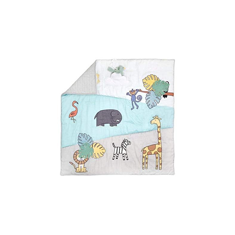 aden + anais Baby Bonding Playmat – Reversible 45” x 45” Cotton Muslin Infant Mat – Foldable Play & Tummy Time Cushion…