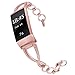 YiJYi Compatible with Fitbit Charge 3 Bands for Women,Replacement Metal Bling Stainless Steel Band Accessories Dressy Wristband Bracelet for Fitbit Charge 3 & Charge 3 SE (Rose Gold-Small(5.5