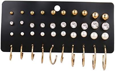 Amazon 女性のイヤリングセット真珠のイヤリングボヘミアンファッションジュエリー 幾何クリスタルハートスタッドピアス ネックレス 通販