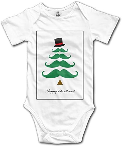 PiggyWiggy Funny Mustache Tree Happy Christmas Hudson Short Sleeve Baby Boy Clothes Bodysuit Baby Unisex