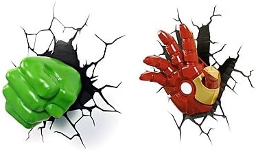 The Hulk and Iron Man Hand 3D Deco Wall Light / Nightlight Deluxe Set Hands