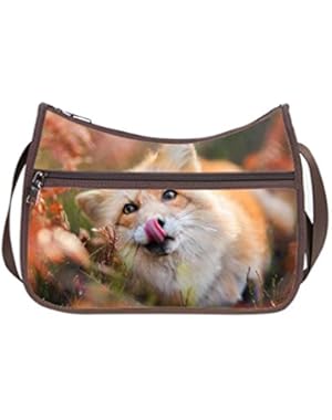 JIUDUIDODO Oxford Fabric Custom Adorable Fox Cross Body Handbags Casual Bags (Twin Sides)