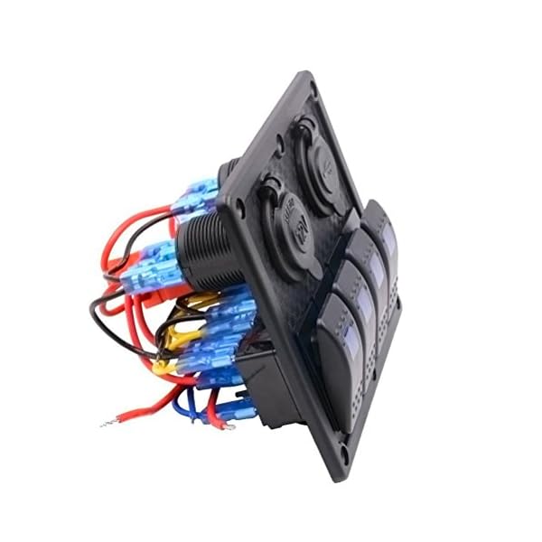 Switch-Panel-Napoo-Digital-Voltmeter-Double-USB-Power-Charger-Adapter-Waterproof-Auto-ATV-Marine-Boat-4-Gang-Circuit-Blue-LED-Rocker-Panel-Switch-For-Car-Boat-Marine