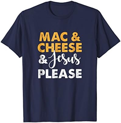 Mens Mac &amp; Cheese &amp; Jesus Please t-shirt Small Navy