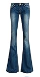 AvaCostume Women's Retro Slim Fit Bell-Bottom Wide Flared Jeans