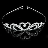 Pixnor Child Wedding Party Bridal Bridesmaid Flower Girl Crystal Heart-Shape Crown Headband Tiara for Children Girl