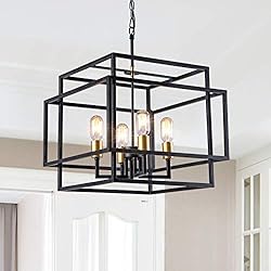 Maxax Modern Square Chandelier, 4-Light Farmhouse