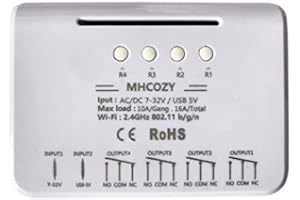 MHCOZY 4CH WiFi RF Smart Switch Module,WiFi Inching/self-Locking/Interlock Relay,Work with Alexa Google Home IFTTT (DC 5-32V)