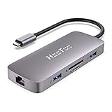 HooToo USB C Hub, 8-in-1 USB C Adapter with 4K HDMI, 100W Power Delivery, USB 3.0 Ports, 1Gbps Ethernet Port and SD/TF Card Readers for MacBook/Pro/Air, Type-C Laptops, iPad Pro and More