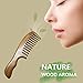 Meta-C Natural Wooden Comb Green Sandalwood Comb - NO SNAGS, NO TANGLE, NO STATIC - Wide Teeth for Thick Hair - Ergonomic Wave Handle