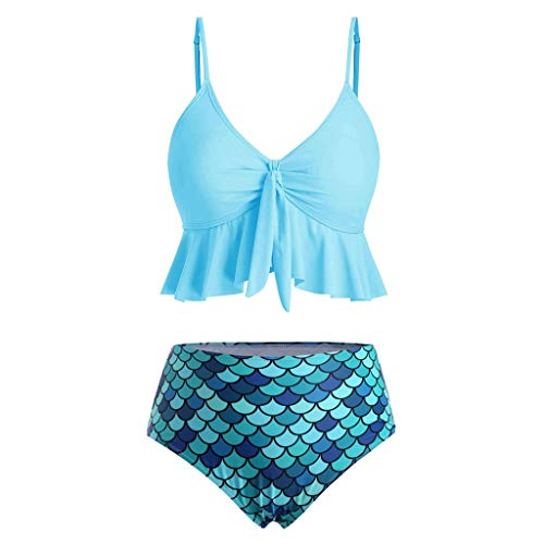 Yezijin_Swimsuit Swimsuits for Women Two Pieces, YEZIJIN Women Two Pieces Bathing Suits Top Ruffled with High Waisted Bottom Bikini Set - Thumbnail 5