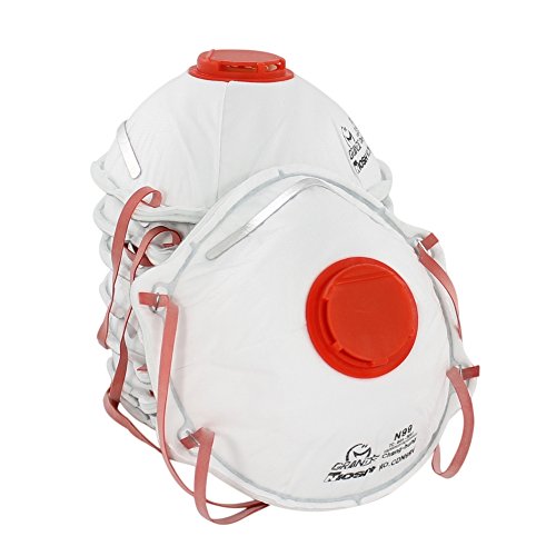 AMSTON Dust Masks, N99 NIOSH-Certified Safety Respirator with Valve (Box of 10) Personal Protective Equipment / PPE Ventilated Particulate Respirators for Construction, Home Improvement, DIY Projects