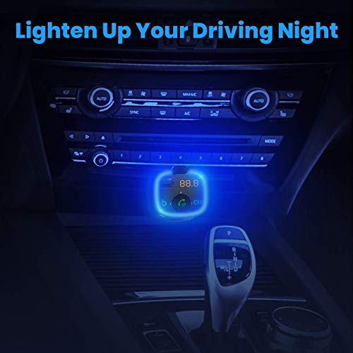 VicTsing BH-477 V5.0 FM Transmitter for Car, QC3.0+PD18W Wireless Char-ger Audio Adapter, Bass Sound Music Player, Hands-Free Calling Radio Receiver with 3 USB Ports