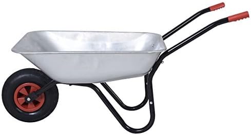 Premium Galvanize Metal Wheelbarrow Cart Inflatable Pneumatic Tyre - Silver - 3 Years Free Guarantee! by supertvproducts14