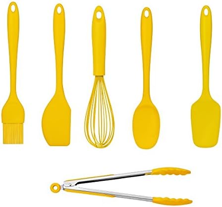 Funky Yellow 6 Piece Silicone Kitchen Utensils / Tools Set