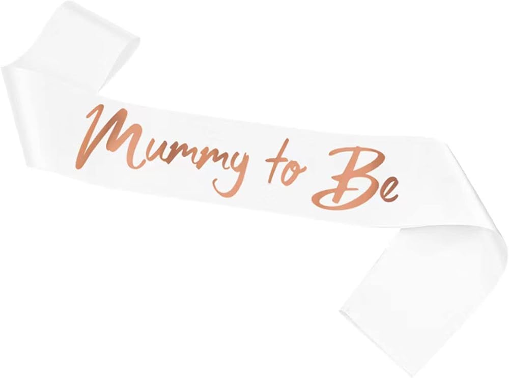 lvzhen Mummy to Be Sash White Gold Foiled Baby Shower Satin Mum Party Supplies