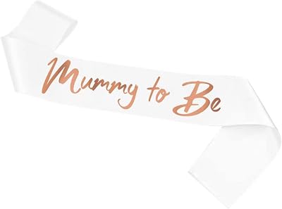 lvzhen Mummy to Be Sash White Gold Foiled Baby Shower Satin Mum Party Supplies