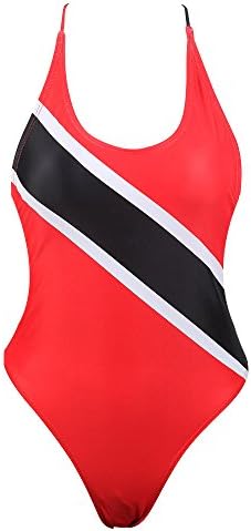 VOARYISAWomen's One Piece Caribbean Flag Rasta Monokini Thong Swimsuit Swimwear Bathing Suit