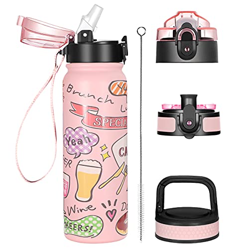 Insulated Water Bottle 20oz Stainless Steel Water Bottles with Straw