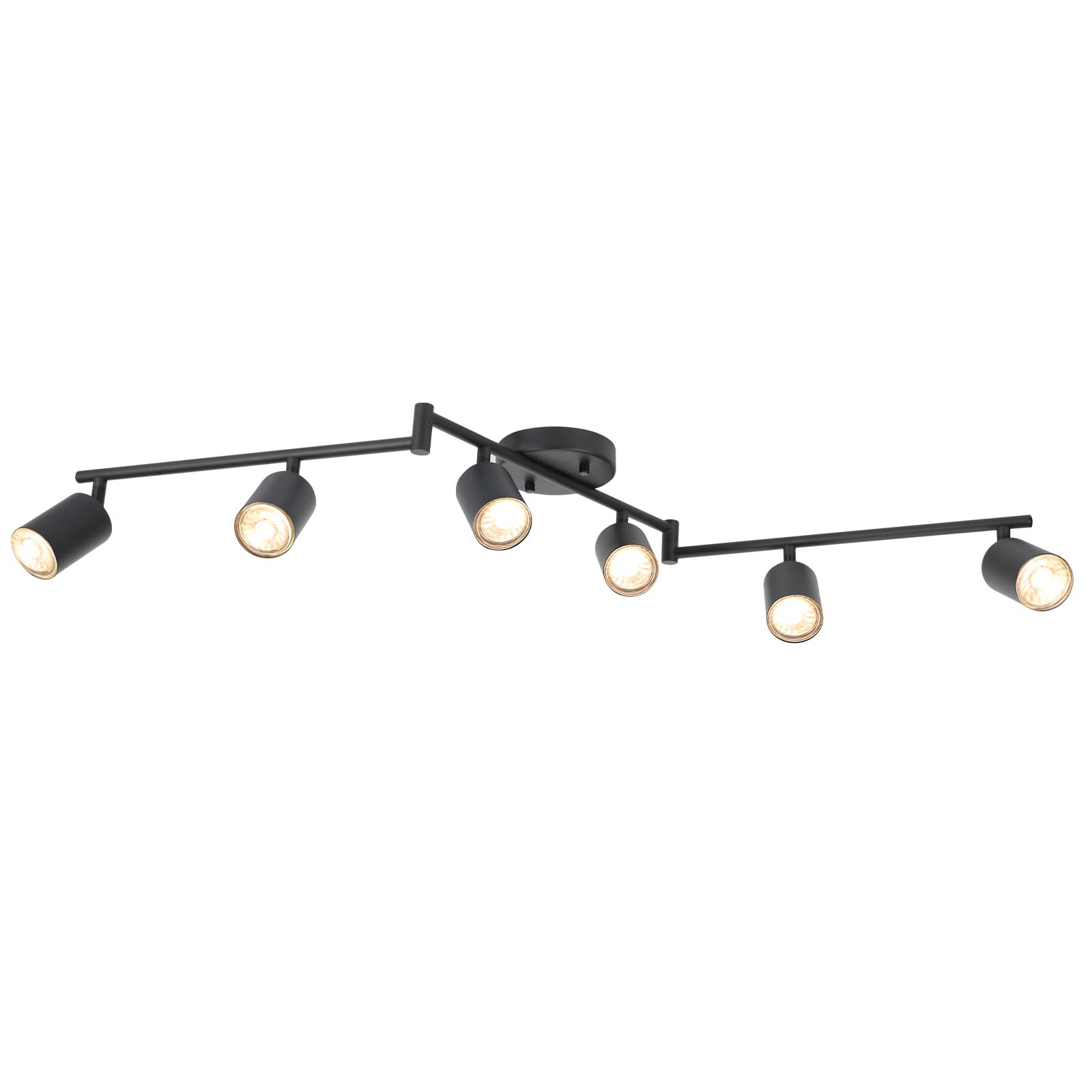 Photo 1 of BoostArea LED 6 Light Track Lighting Kit, Black 6 Way Ceiling Spot Lighting, Flexibly Rotatable Light Head for Kitchen, Living Room, Bedroom, GU10 Bulb Not Included