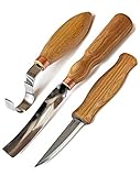 BeaverCraft S14 Wood Carving Tools Kit Wood Carving Set Wood Carving Hook Knife Set Spoon Carving Tools Spoon Knife Set Bowl Kuksa Scoop Cup Carving Tools Wood Gouges (Spoon Carving Kit)