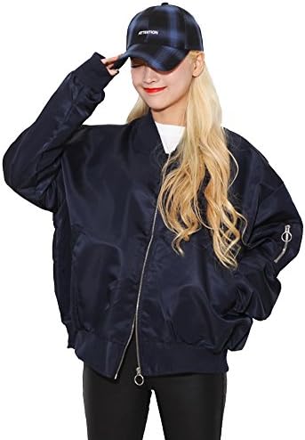 Bullang Women's Highlight Jacket Jumper Korean Fashion Kpop Navy Khaki (Navy)