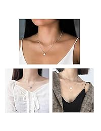 Gargantilla con colgante en forma de disco en capas para mujeres y niñas, plata de ley 925 de 18 quilates, oro fino, luna completa, collar de moneda, cadena doble, joyería, caja de regalo, cumpleaños, boda